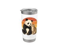 Panda Cat Best Friends Animal Friendship, linda Vaso térmico de acero inoxidable de doble pared