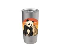 Panda Cat Best Friends Animal Friendship, linda Vaso térmico de acero inoxidable de doble pared