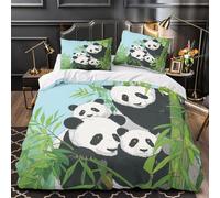 Panda Climbing in The Bamboo Forest Juego De Ropa De Cama,impresión 3D Funda De Edredón 3 Unidades,con Funda De Almohada con, para Niño Niña Super King(260x220cm)