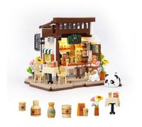Panda Coffee Shop - Juego de bloques de construcción, kit de modelo de microescala para adultos y adolescentes, manualidades en miniatura para casa de muñecas, decoración de escritorio de oficina en