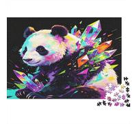 Panda Colorido Arte Abstracto Puzzle para Adultos Puzzle de 1000 Piezas Relajación Concentración Decoración Hogar Regalo 52x38cm/1000pcs