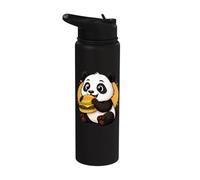 Panda Comiendo Hamburguesa Divertido Kawaii Animal Food Lover Stainless Steel Insulated Water Bottle