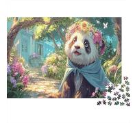 Panda con Corona de Flores Puzzle Vida Silvestre Rompecabezas - 1000 Piezas Desafiante, Adultos, Regalo, Juego Familiar, Decoración del Hogar 52x38cm/1000pcs