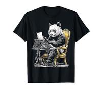 Panda con máquina de escribir Dibujo Motivo Animal Art Panda Camiseta