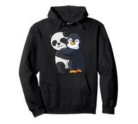 Panda con pingüino ama Dulces simpáticos Animales Sudadera con Capucha