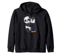 Panda con pingüino ama Dulces simpáticos Animales Sudadera con Capucha