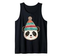 Panda con Sombrero de Invierno Colorido Camiseta sin Mangas