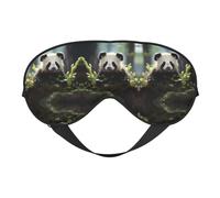 Panda Cubs in The Forest - Máscara de ojos de doble cara con diseño ajustable, bloqueo de luz y transpirable, adecuada para descansar y viajar.