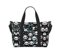 Panda Cute Face - Bolsas de lona para viajar, ligeras bolsas de viaje Oxford para artículos personales para mujeres, bolsas de gimnasio ideales para hombres, Black, Talla única