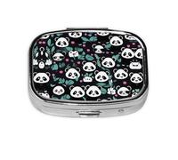 Panda Cute Face - Caja de almacenamiento de pastillas cuadrada de viaje, mini pastillero portátil (pastillero de 2 compartimentos), caja de almacenamiento de medicamentos y vitaminas