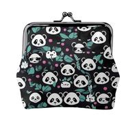 Panda Cute Face - Monedero pequeño para mujer, rectangular, con cierre de beso, tamaño de bolsillo, mini monedero para mujer