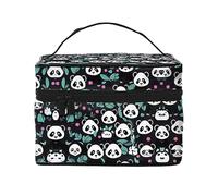 Panda Cute Face - Neceser de viaje para mujer, (9 x 6.5 x 6.2 pulgadas), bolsa de cosméticos portátil de gran capacidad, bolsa de cosméticos grande para niñas, Negro -, Talla única