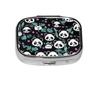 Panda Cute Face - Organizador de píldoras para uso diario, cabe en el bolsillo, pastillero portátil de 2 compartimentos para medicamentos, vitaminas y más