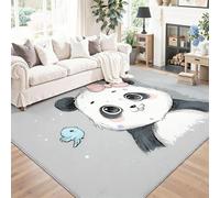 Panda de Dibujos Animados de Grafiti Alfombra, Gris Alfombra de Franela Suave Antideslizante y Lavable para Sala de Estar, Dormitorio y habitación Infantil 120 x 180 cm