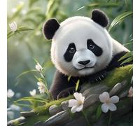 Panda de Flores Blancas Puzzle de 70 Piezas,16x16 cm Rompecabezas DIY,Entretenimiento Creativo,Rompecabezas para Adultos,Juego de Habilidad para Toda la Familia