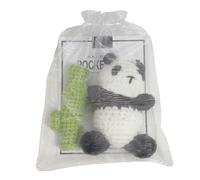 Panda de ganchillo | Lindo panda suave | Adorable panda de ganchillo hecho a mano con tarjeta de felicitación y paquete de organza para Acción de Gracias, Día del Niño, ducha de bebés