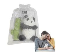 Panda De Ganchillo,Oso Panda De Ganchillo, Lindos peluches panda, Adorable oso panda de ganchillo hecho a mano con tarjeta de felicitación y bolsa de organza para Acción de Gracias, Día del Niño, Baby