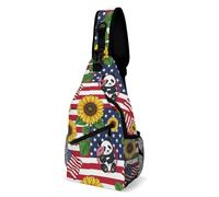 Panda De Girasol Con Bandera Estadounidense Unisex Mochila Bandolera Con Múltiples Bolsillos Bolso Cruzado Casual Bolsa Cruzada Para Ciclismo Senderismo Viaje
