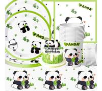 Panda Decoracion Cumpleaños para Niños,Doyomtoy Vajilla de Cumpleaños Panda Decoraciones de Cumpleaño Platos Tazas Servilletas de Fiesta para Baby Shower Cumpleaño 20 invitados