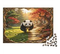 Panda del Bosque Puzzle de 1000 Piezas Papel Jardín otoñal Puzzle para Adultos Relajación Puzzle para Toda la Familia Decoración Regalo 70x50cm/1000pcs