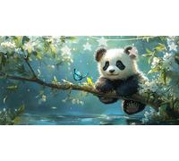 Panda Diamond Painting Flor Pintura de Diamante, Diamond Art Kits, Cristal de Estrás Pintura por Números, Cuadros Diamantes para Adultos, Dibujos con Diamantes para Decoración Pared 100x200cm G6-742