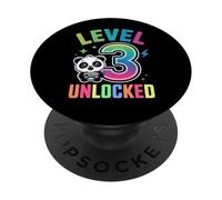 Panda Divertido para Juegos de Tercer cumpleaños Desbloqueado Nivel 3 PopSockets PopGrip Adhesivo