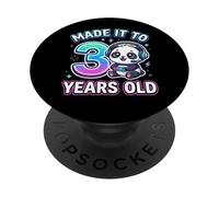 Panda Divertido para Juegos de Tercer cumpleaños Desbloqueado Nivel 3 PopSockets PopGrip Adhesivo