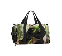Panda Eat - Bolsa deportiva de bambú con compartimento para zapatos, ligera, para gimnasio, fin de semana para hombres y mujeres, bolsa de viaje impermeable con bolsillo húmedo
