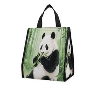 Panda Eating Bamboo in The Bamboo Forest - Lonchera aislada con capacidad de 12 litros con bolsillos laterales dobles, bolsa enfriadora plegable, bolsa enfriadora a prueba de fugas, bolsas de picnic