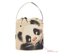 Panda Eating Cane Art Crochet Tote Bag Crochet Needle Case Portable Travel Storage for Yarn Balls Crochet Supply
