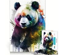 Panda en Acuarela, Rompecabezas de 1000 Piezas para Adultos, Regalos, Mejora de la Memoria, Tiempo Libre, Arte de Pared con Corte preciso (38x52cm)
