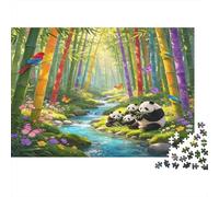 Panda en Bosque de Bambú Puzzle de 1000 Piezas Papel para Adultos Arroyo Tranquilo Juego de Puzzle 1000 Piezas Relajación Hogar Regalo 70x50cm/1000pcs