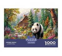 Panda en el Bosque: Juego de Rompecabezas desafiante para Adultos: Panda Cerca de una cabaña en el Bosque para Mujeres, Regalos para Hombres Mayores de 14 años, 70 x 50 cm/1000 Piezas