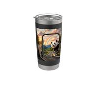 Panda en espejo retrovisor Dog Lover Vaso térmico de acero inoxidable de doble pared