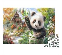 Panda en la cabaña Rompecabezas 1000 Piezas Panda Waving Cozy Countryside Cottage Estético Desafiante Decoración Hogar Juguete Educativo Regalo Entretenimiento Creativo