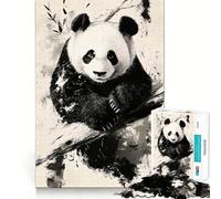 Panda en Tinta aguada, 1000 Piezas, Rompecabezas para Adultos, Regalos, Mejora de la Memoria, Tiempo Libre, Arte de Pared con Corte preciso (50x75cm)