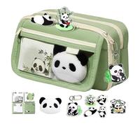 Panda - Estuche de tela Oxford de 22 x 7,5 x 13 cm, bonito organizador con cremallera, bolsa de almacenamiento de gran capacidad, organizador de papelería kawaii para suministros de oficina escolar