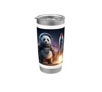 Panda explorador espacial con cohete Vaso térmico de acero inoxidable de doble pared