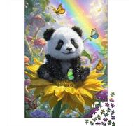 Panda Flores de Jardín Puzzle de 1000 Piezas Papel Puzzle para Adultos Relajación Concentración Puzzle para Toda la Familia Regalo Decoración Hogar 52x38cm/1000pcs