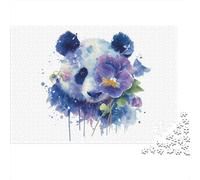 Panda Flower Watercolor Print Puzzle 1000 Piezas, Rompecabezas Para Adultos, Rompecabezas Imposable, Rompecabezas Juego De Habilidad Para Toda La Familia, Rompecabezas Para Adultos, Rompecabezas 38x26
