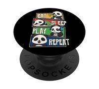 Panda Gamer Gaming Eat Sleep Play Repeat para niños, niñas y niños PopSockets PopGrip Adhesivo