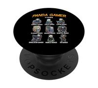 Panda Gamer Types Diverse Gamer Graphic para Niños, Hombres Niños PopSockets PopGrip Adhesivo