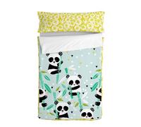 Panda Garden Blue Saco nórdico Azul, 90x200 cm (Cama 90) Sin Relleno, 100% Algodón, Calidad de 150 Hilos