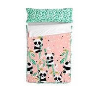 Panda Garden Saco nórdico Rosa, 90x200 cm (Cama 90) Sin Relleno, 100% Algodón, Calidad de 150 Hilos