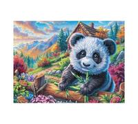 Panda Gigante Comiendo bambú Puzzles 500 Piezas Obra De Arte Decorativa Tiempo Feliz Rompecabezas Familiar para Adultos DIY Creativo Aliviar Estrés Portátil 500 PCS