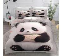 Panda Gigante Funda Edredon 220x240cm, Rosa Juego de Cama，Conjunto de 3 Piezas de Microfibra Suave y Transpirable, 2 Fundas de Almohada de 50x75cm AN695