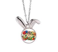 Panda Great Wall Imperial - Collar con colgante de conejo de porcelana china