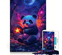 Panda Hada con Estrella en Bosque Encantado Rompecabezas de 1000 Piezas para Adultos Juguete Cognitivo Tiempo de Conexión Patrón Ensamblaje Artículo de Deseo de Santa Claus (38x52cm)