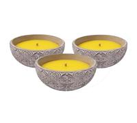 PANDA HOME Vela de Citronela de Larga Duración en Cuenco de Cemento | Aroma Fresco Antimosquitos para Casa, Habitación, Terraza y Jardín - Modelo Grande, 3Unidades