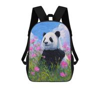 Panda in Flowers Oil Painting Mochilas Impresas En 3D Para Niños 17inch Mochilas De Moda Informales Para El Día A Día, Bolsas De Viaje, Mochilas Informales Para Exteriores Para Niños Y Niñas
